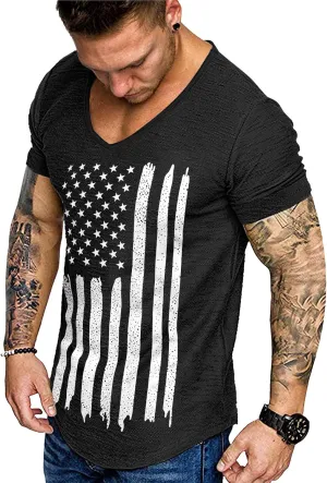 COOFANDY Mens 2 Pack Muscle V Neck T Shirt Fitted Gym Workout Short Sleeve Bodybuilding Tee