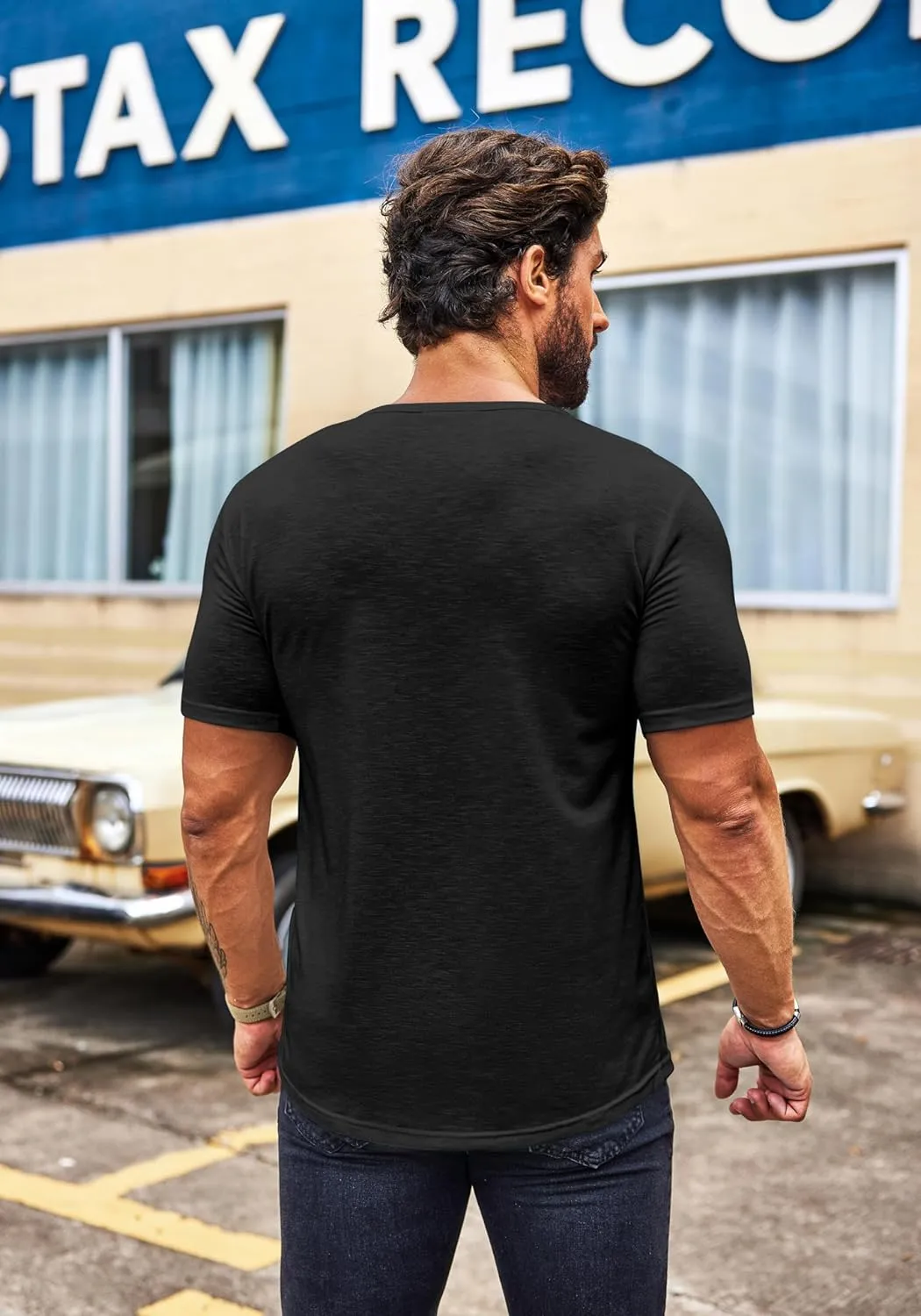 COOFANDY Mens 2 Pack Muscle V Neck T Shirt Fitted Gym Workout Short Sleeve Bodybuilding Tee