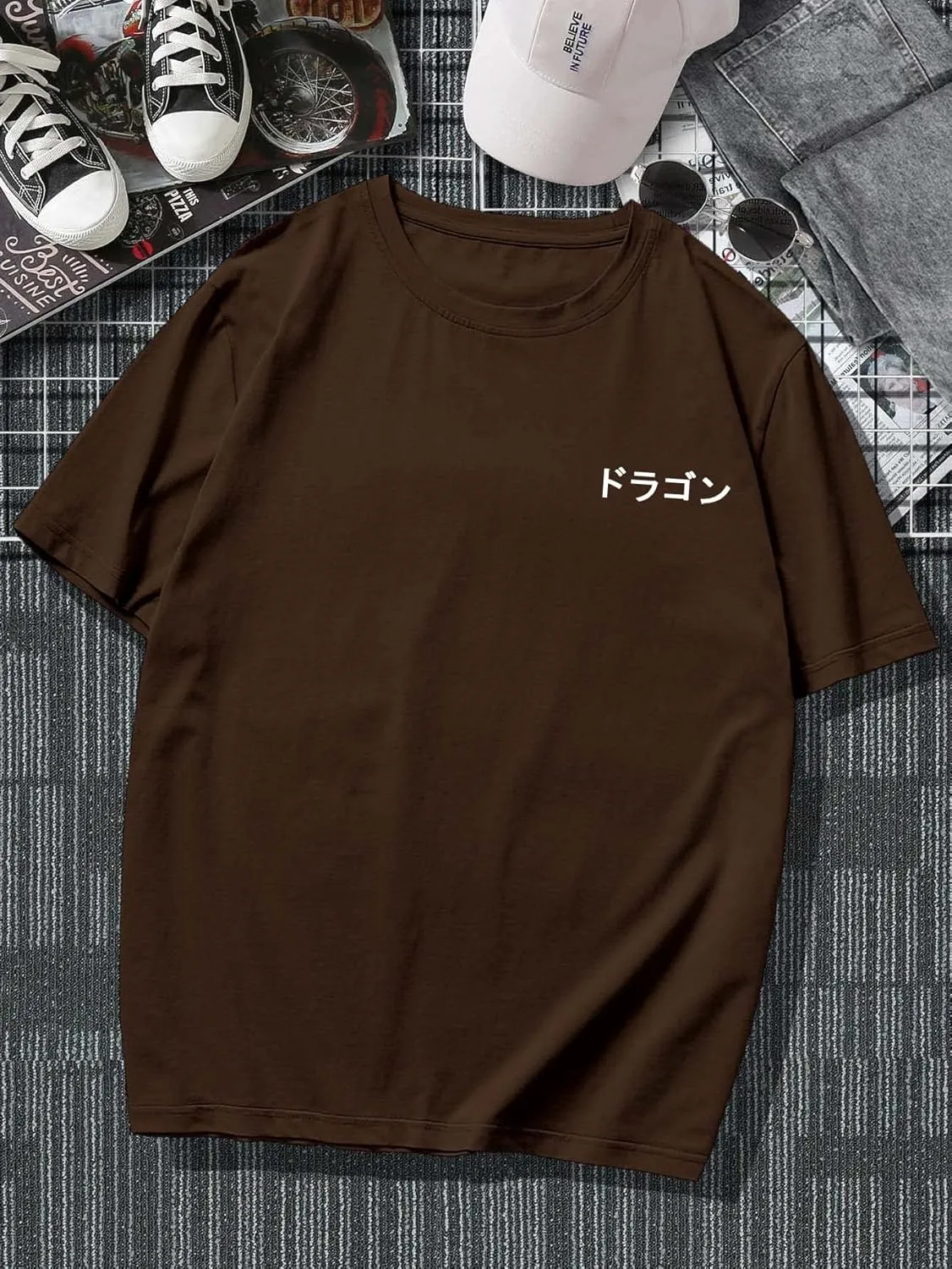 COZYEASE Men's Letter Graphic Tee Casual Short Sleeve Round Neck Summer Shirt Streetwear Top