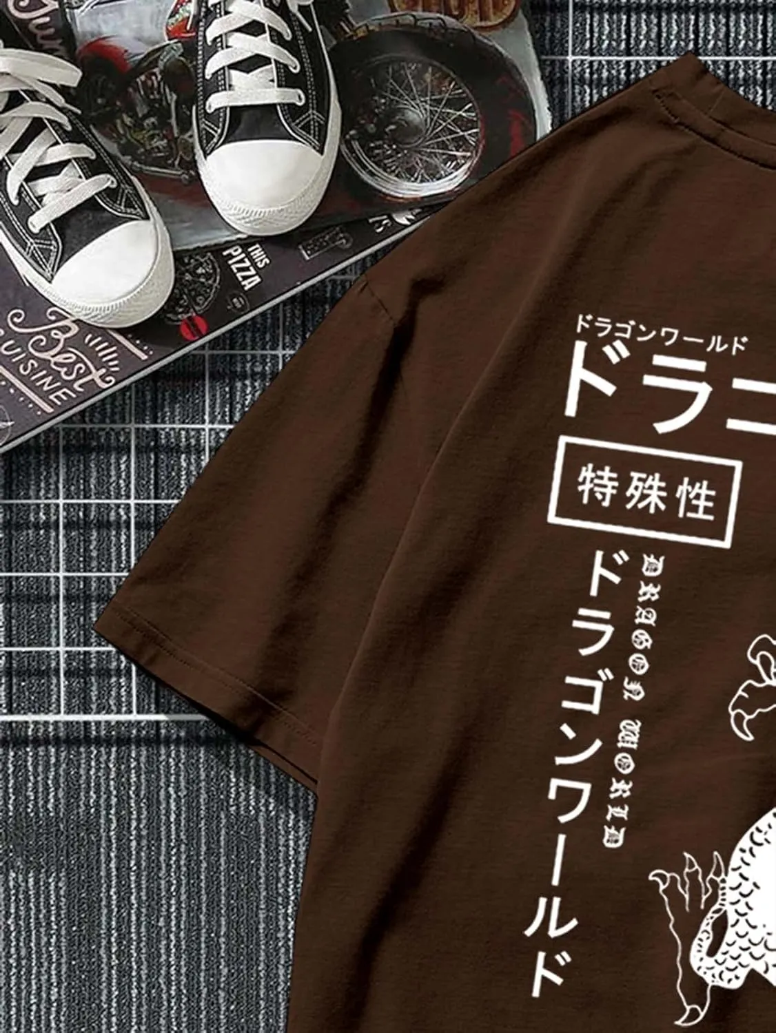 COZYEASE Men's Letter Graphic Tee Casual Short Sleeve Round Neck Summer Shirt Streetwear Top