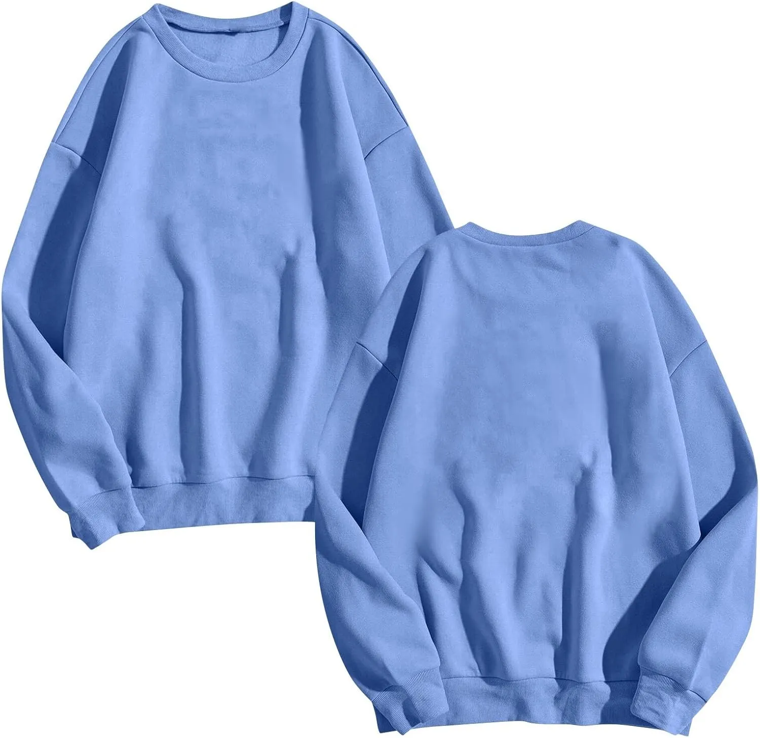 Crewneck Sweatshirts Women Fleece Oversized Hoodie Long Sleeve Shirts Loose Fitting Tops Drop Shoulder Pullover