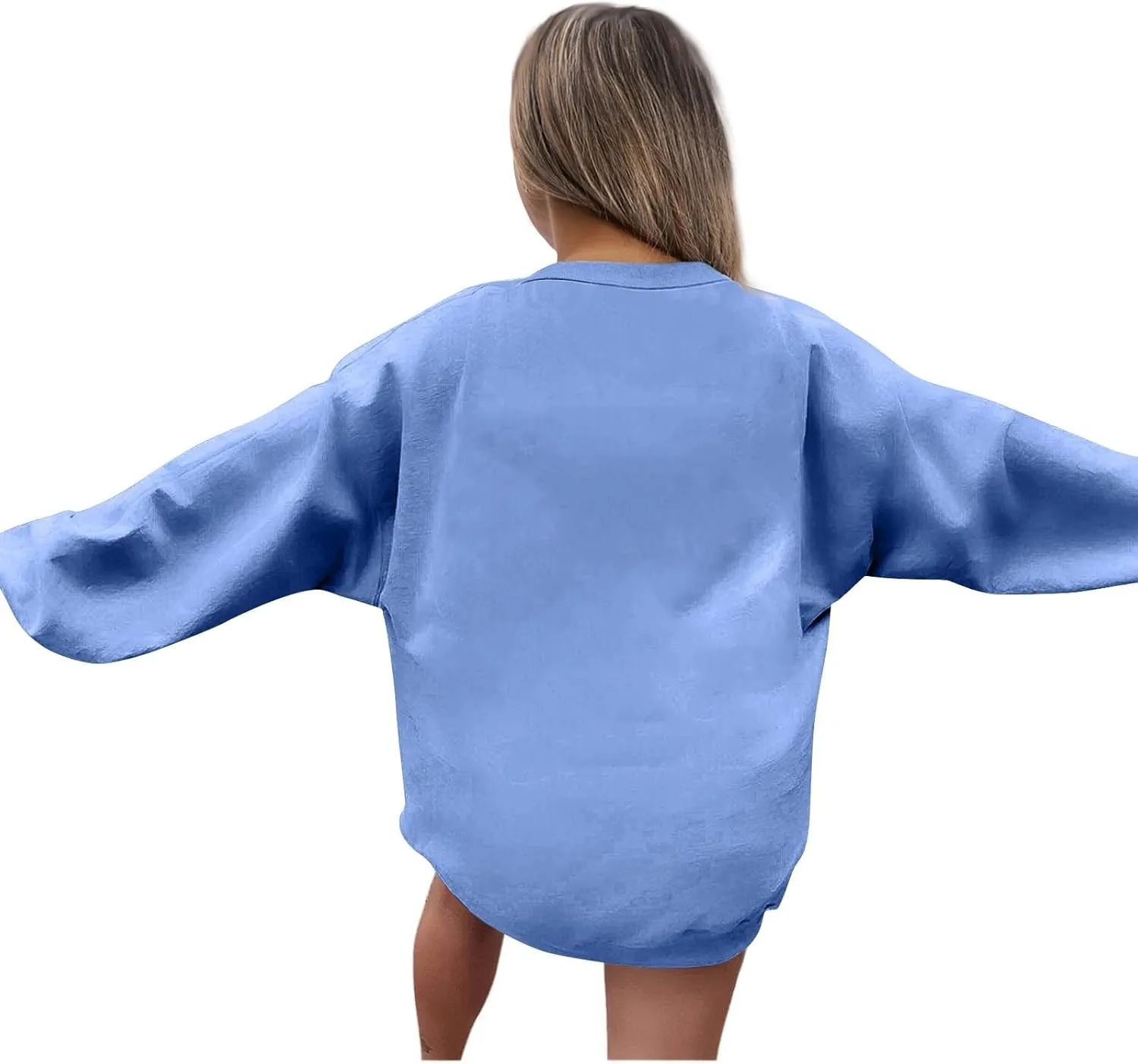 Crewneck Sweatshirts Women Fleece Oversized Hoodie Long Sleeve Shirts Loose Fitting Tops Drop Shoulder Pullover