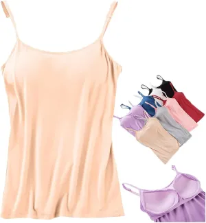 Curvachic - Loose-Fitting Tank Top with Built-in Bra, Womens Camisole Tank Top, Loose Fit Camisole Adjustable Strap