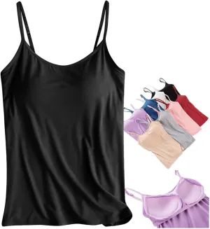 Curvachic - Loose-Fitting Tank Top with Built-in Bra, Womens Camisole Tank Top, Loose Fit Camisole Adjustable Strap