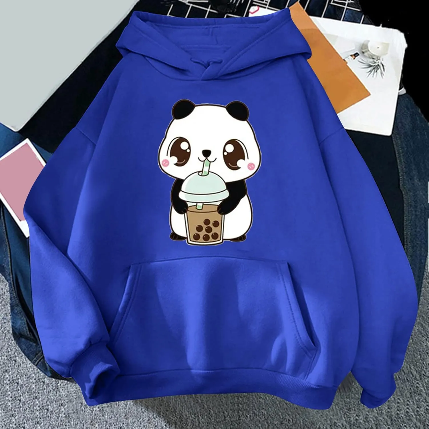 Cute Hoodies for Women Lovely Print Long Sleeved Drawstring Sweatshirts Casual Pullovers Tops with Pocket for Teen Girls