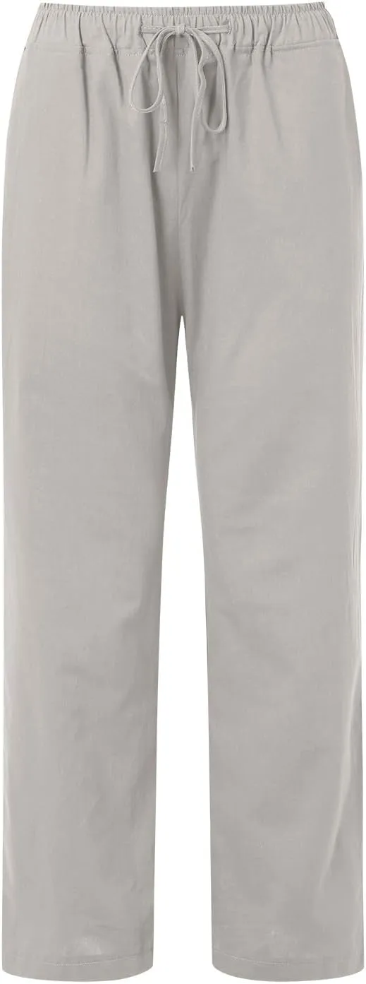 Cute Summer Pants For Women 2024 High Waist Business Pants Linen Wide Leg Sweatpants Palazzo Trouser with Pocket