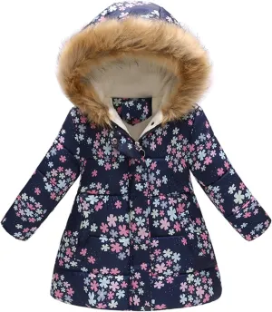 Cute Winter Warm Jacket Toddler Kids Thick Girls Hooded Windproof Outwear Coat Girls Kids Winter Jacket