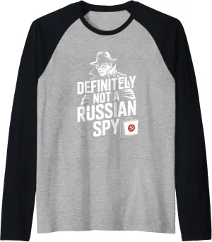 Definitely Not a Russian Spy Funny Trench Coat Halloween Raglan Baseball Tee