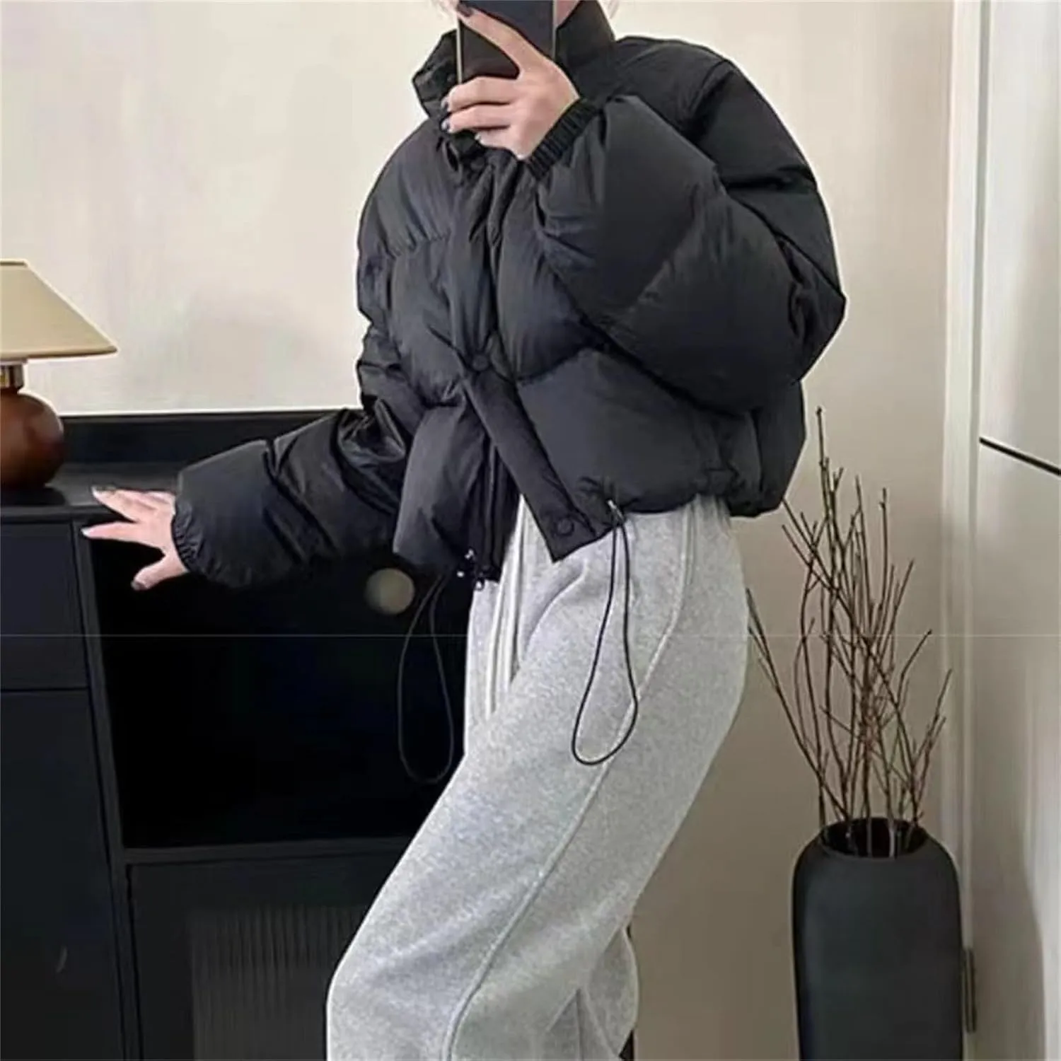 Denim Quilted Jacket Fleeve for Women Pullover Reversible Long Sleeve Lightweight Jacket Cute Loose Fit Pullover