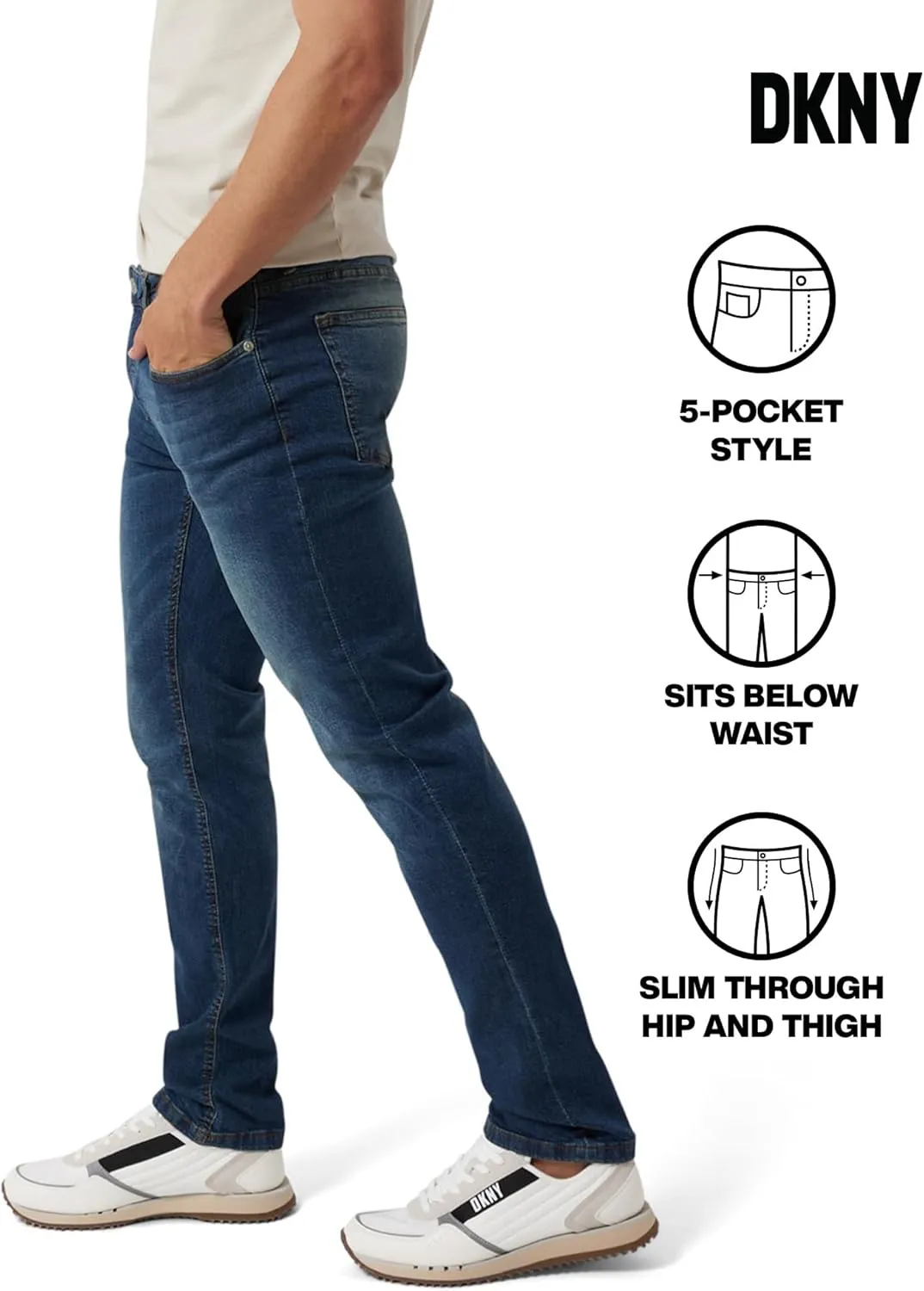 DKNY Jeans for Men - Premium Soft Slim Fit Mens Stretch Jeans