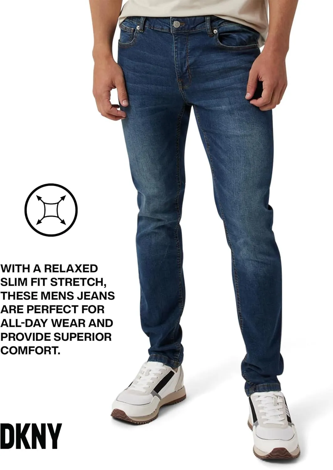 DKNY Jeans for Men - Premium Soft Slim Fit Mens Stretch Jeans
