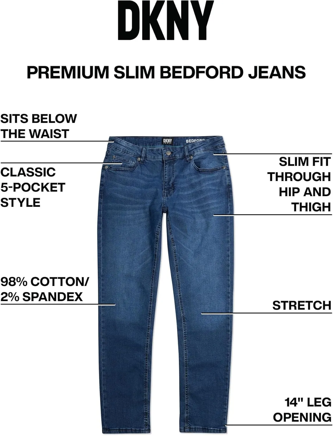 DKNY Jeans for Men - Premium Soft Slim Fit Mens Stretch Jeans