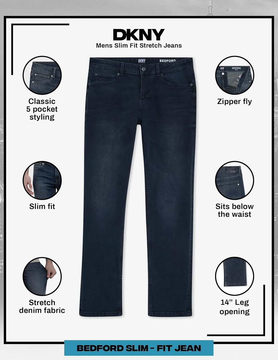 DKNY Men's Jeans - Bedford Stretch Denim Slim Fit Jeans for Men
