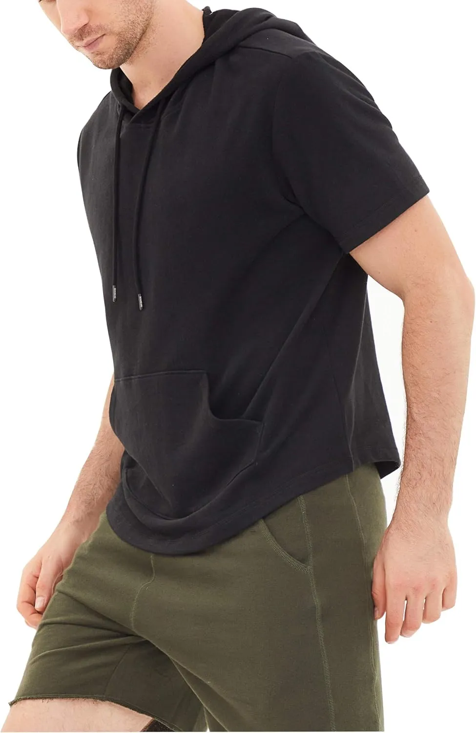 DubinikShort Sleeve Hoodie Lightweight Soft Cotton Moisture Wicking Kangaroo Pocket Short Sleeve Hoodie For Men