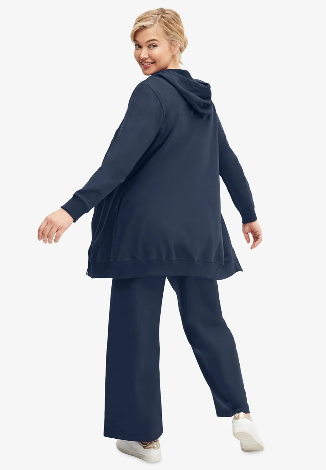 ellos Plus Size Wide Leg French Terry Sweatpant