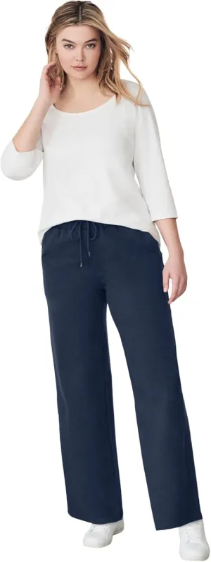 ellos Plus Size Wide Leg French Terry Sweatpant
