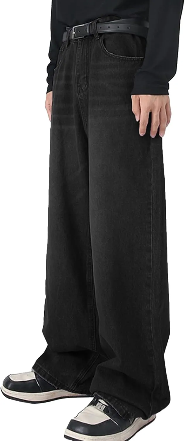 EMMIOL Men's Jeans Baggy Pants Y2K Hip Hop Jeans Casual Solid Jeans Loose Fit 90s Vintage Cargo Denim Pants