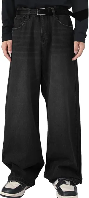 EMMIOL Men's Jeans Baggy Pants Y2K Hip Hop Jeans Casual Solid Jeans Loose Fit 90s Vintage Cargo Denim Pants