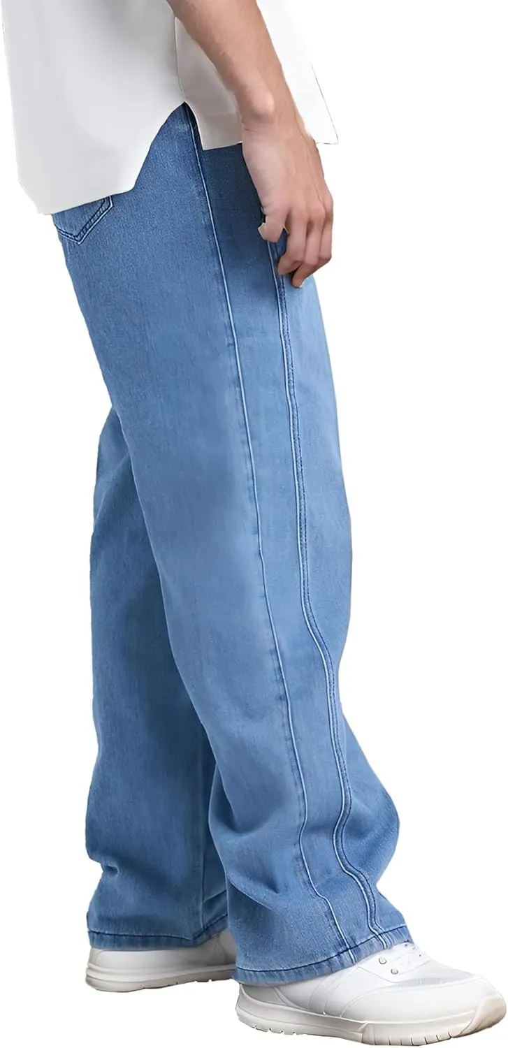 EMMIOL Men's Jeans Baggy Pants Y2K Hip Hop Jeans Casual Solid Jeans Loose Fit 90s Vintage Cargo Denim Pants