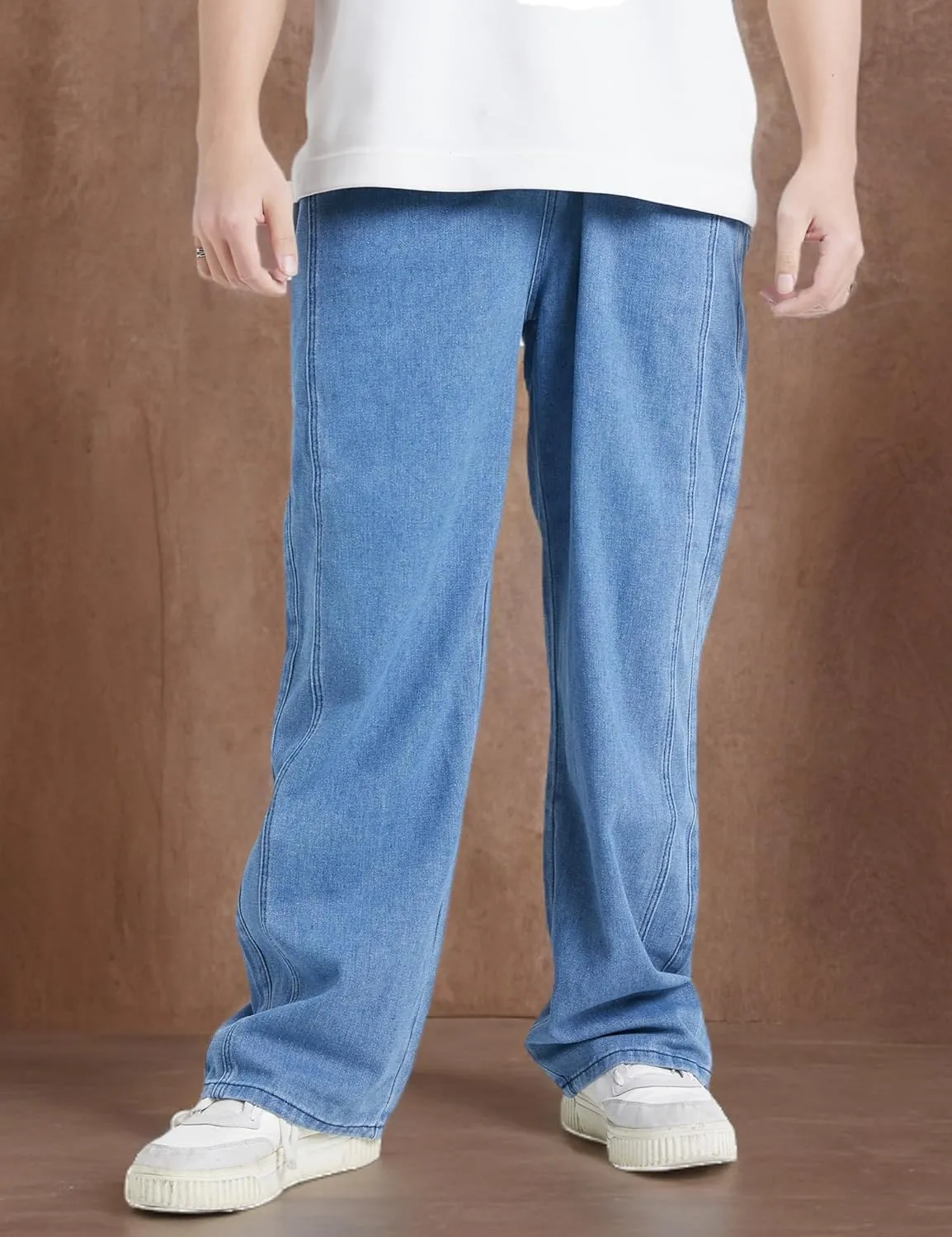 EMMIOL Men's Jeans Baggy Pants Y2K Hip Hop Jeans Casual Solid Jeans Loose Fit 90s Vintage Cargo Denim Pants