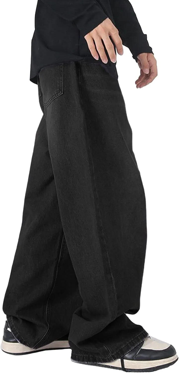 EMMIOL Men's Jeans Baggy Pants Y2K Hip Hop Jeans Casual Solid Jeans Loose Fit 90s Vintage Cargo Denim Pants