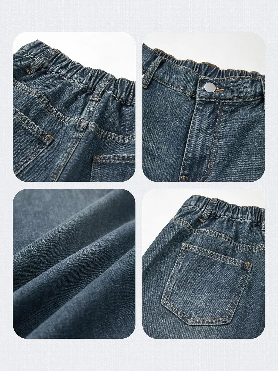 EMMIOL Women Baggy Jeans Wide Leg Mid-Low Waist Jeans Loose Boyfriends Jeans 90s Denim Pants with Pockets