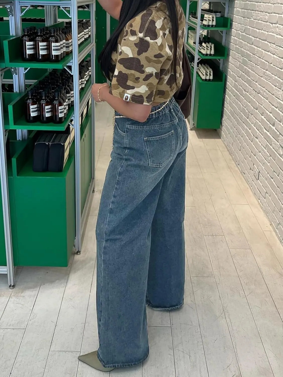 EMMIOL Women Baggy Jeans Wide Leg Mid-Low Waist Jeans Loose Boyfriends Jeans 90s Denim Pants with Pockets