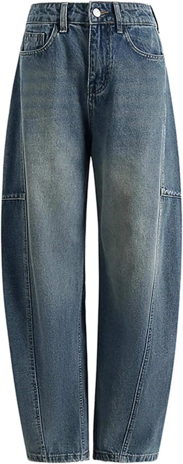 EMMIOL Women Hip Hop Baggy Jeans Wide Leg Mid-Low Waist Jeans Loose Boyfriends Jeans 90s Vintage Denim Pants
