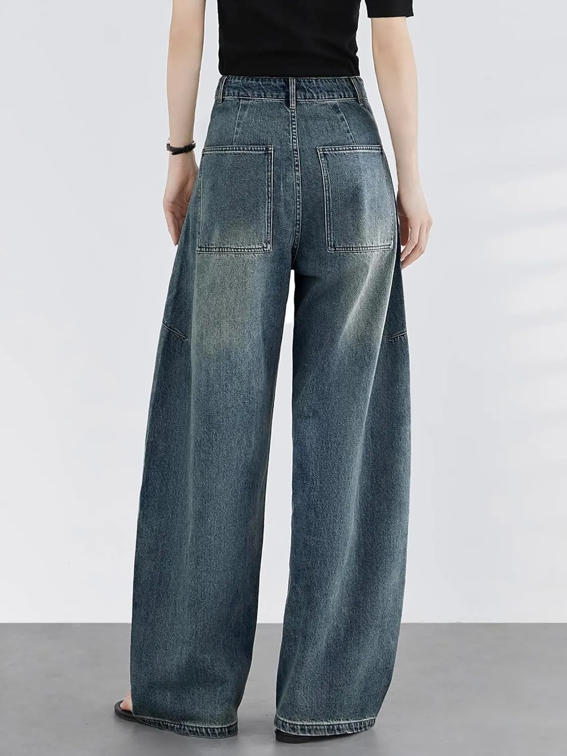 EMMIOL Women Hip Hop Baggy Jeans Wide Leg Mid-Low Waist Jeans Loose Boyfriends Jeans 90s Vintage Denim Pants