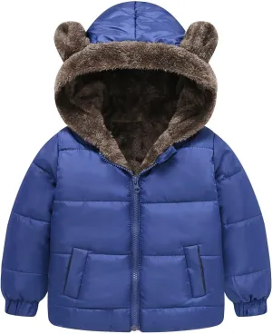 EnJoCho Boys and Girls Solid Color Ears Cute Pocket Short Cotton Padded Children's Coat Toddler