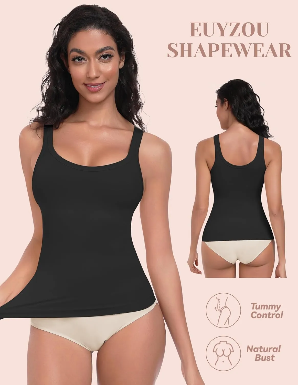 EUYZOU Womens Shapewear Tummy Control Tank Top Scoop Neck Seamless Compression Tanks for Women Body Shaper Camisole Top