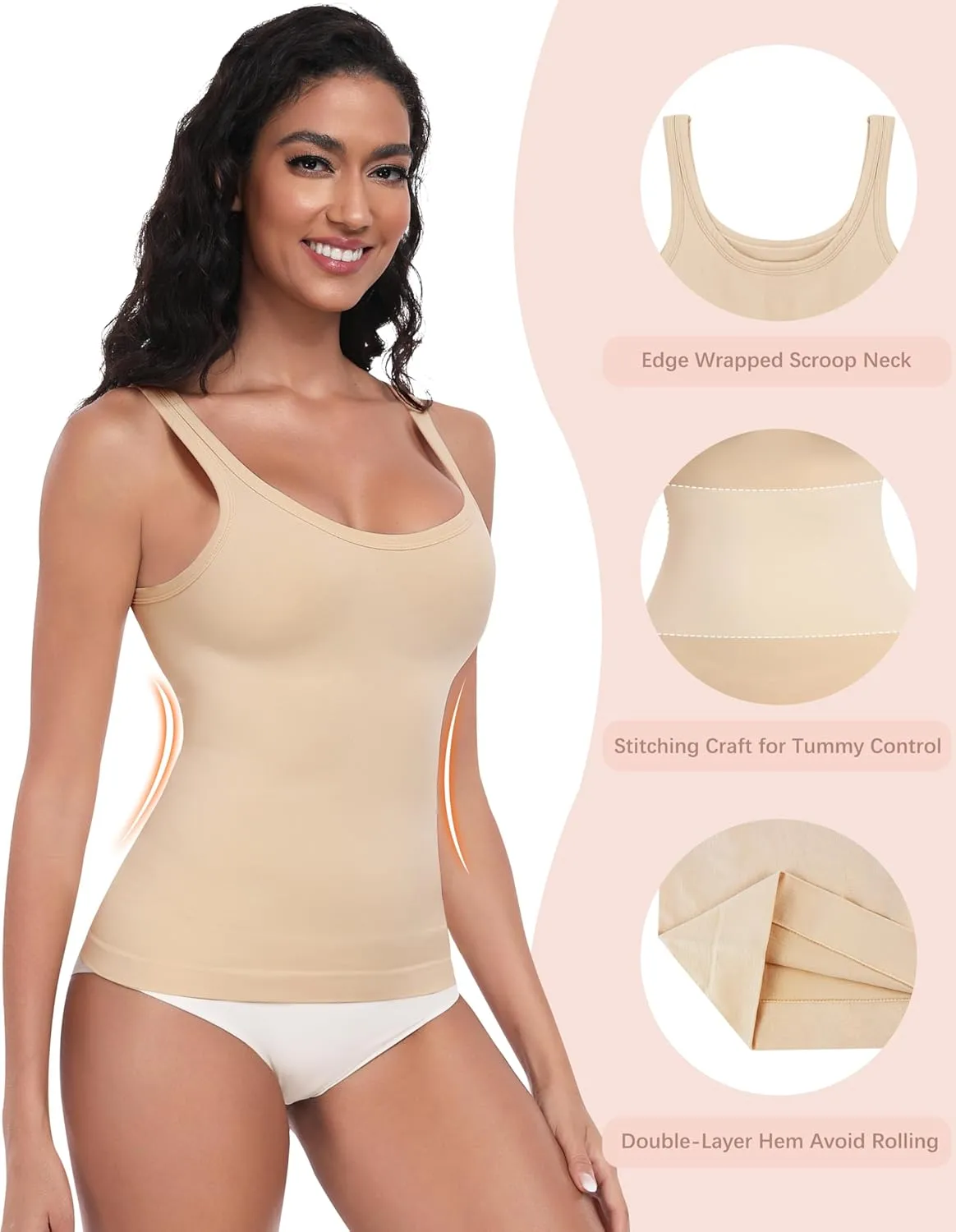 EUYZOU Womens Shapewear Tummy Control Tank Top Scoop Neck Seamless Compression Tanks for Women Body Shaper Camisole Top