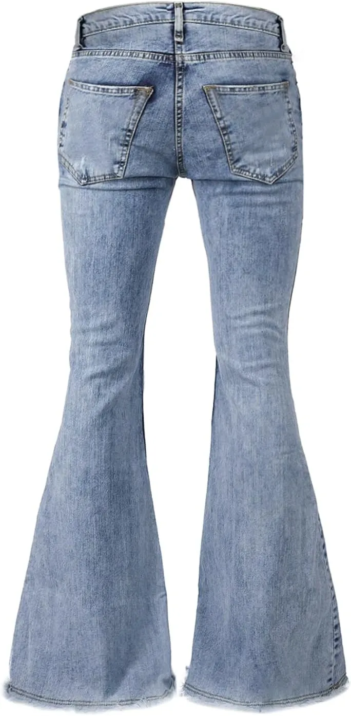 EVEDESIGN 70s Outfits Bell Bottom Pants for Men,Mens Bell Bottom Jeans Flared Jeans