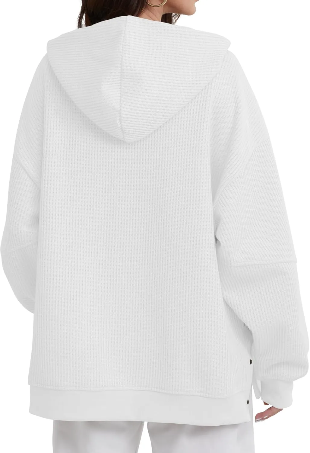 FAIABLE Womens Hoodies Oversized Sweatshirts Button Hooded Pullover Sweatshirt Long Sleeve Casual Tops 2025