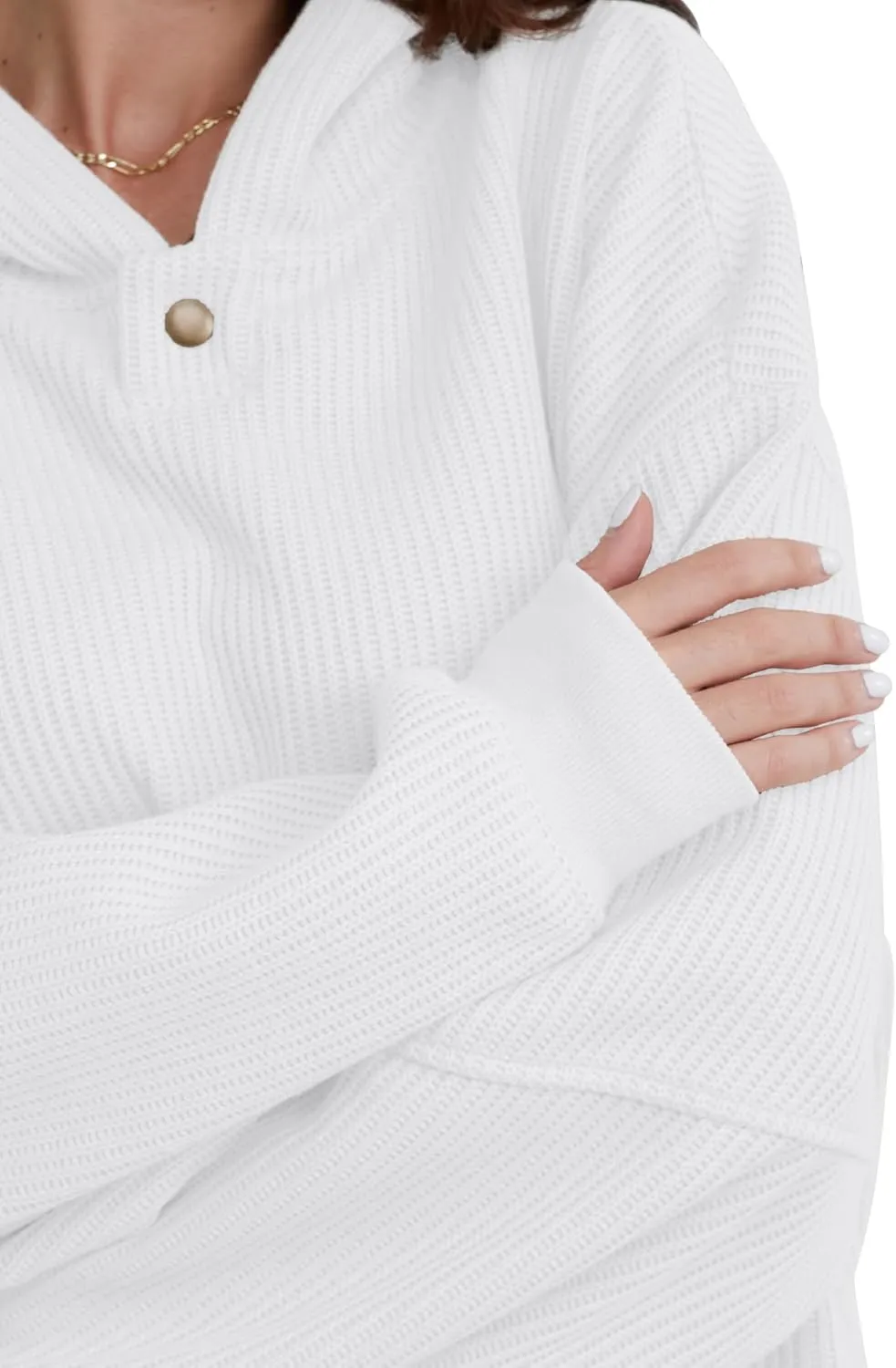 FAIABLE Womens Hoodies Oversized Sweatshirts Button Hooded Pullover Sweatshirt Long Sleeve Casual Tops 2025