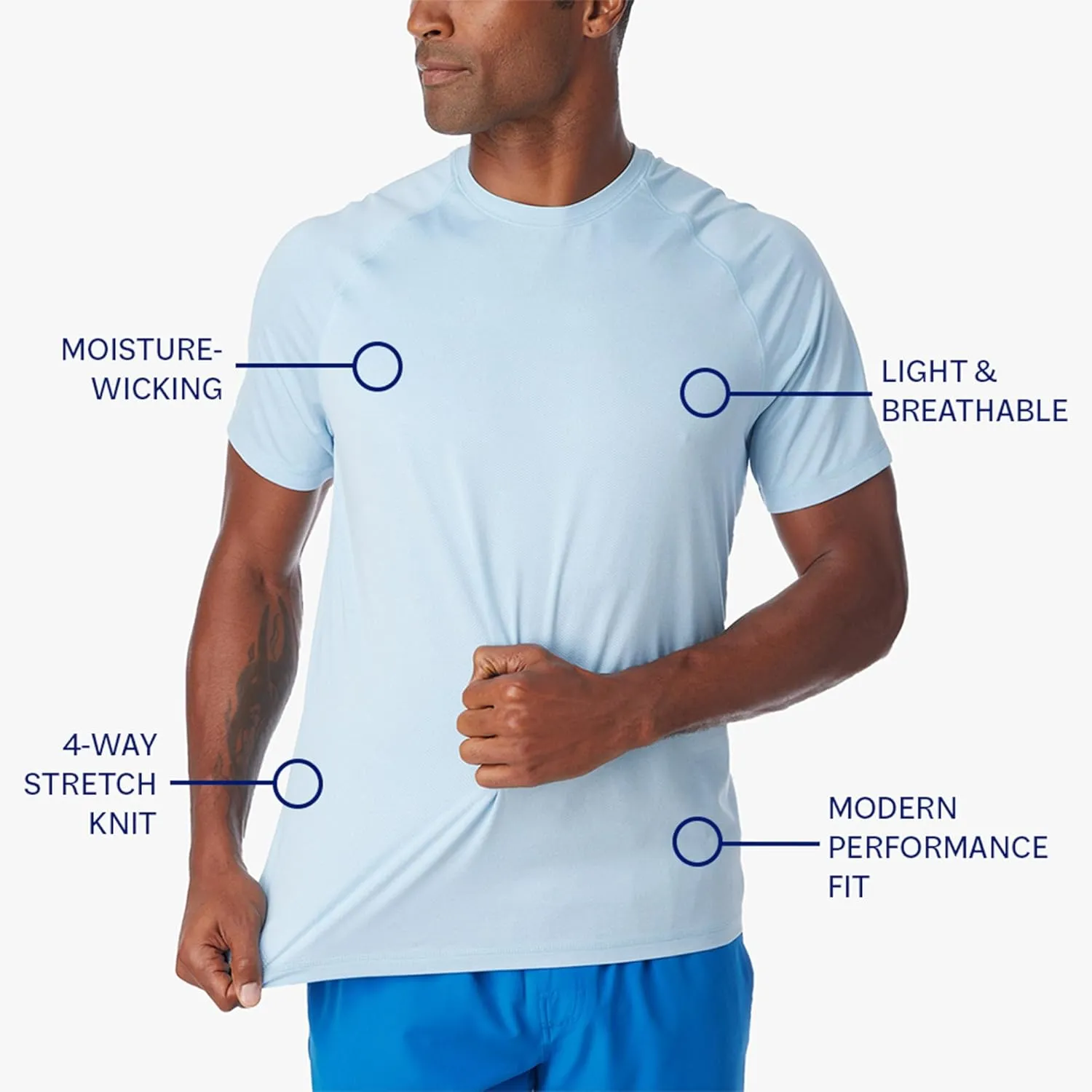 Fair Harbor The BreezeKnit Performance Tee  Men's Ultrasoft Performance T-Shirt  Quick Dry, Moisture Wicking Fabric