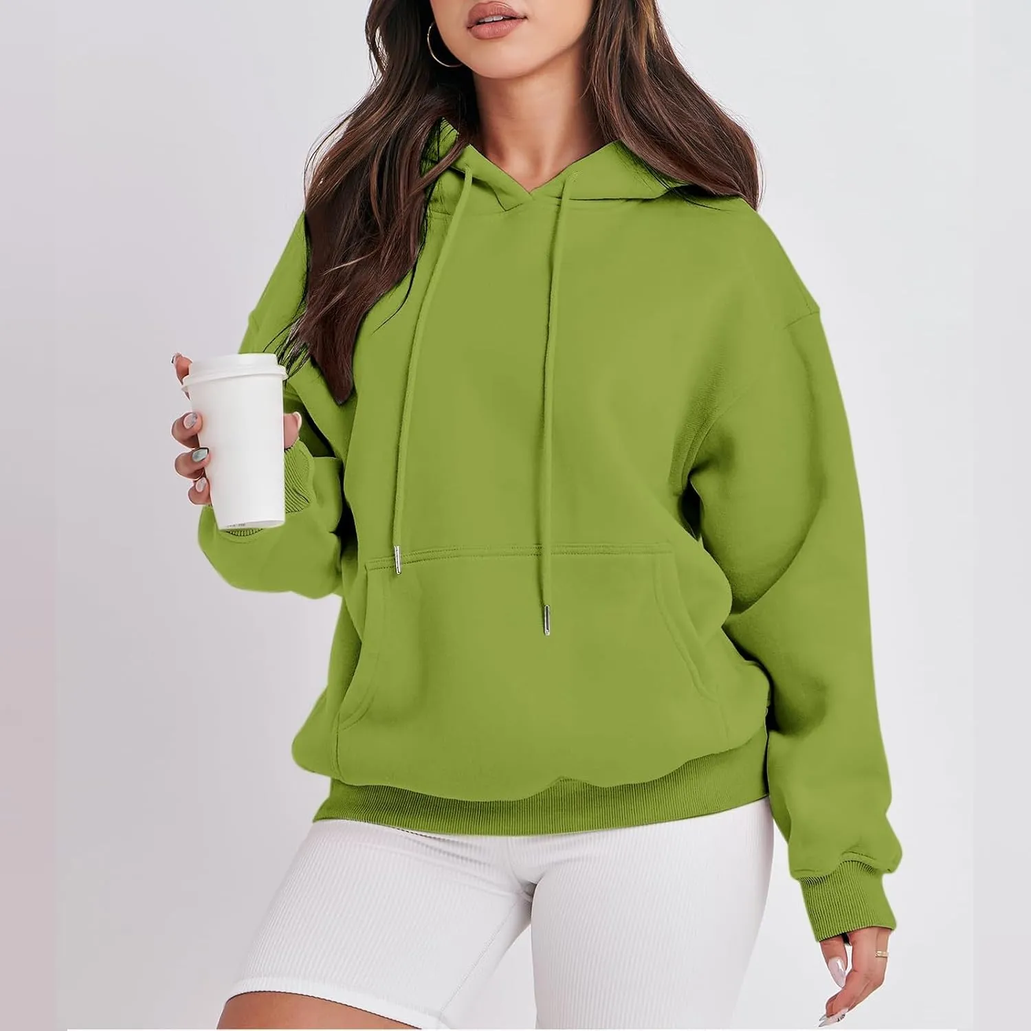 Fall Oversized Casual Sweatshirts with Pocket Ladies Women Hooded Print Round Neck Sweatshirt Long Sleeve with