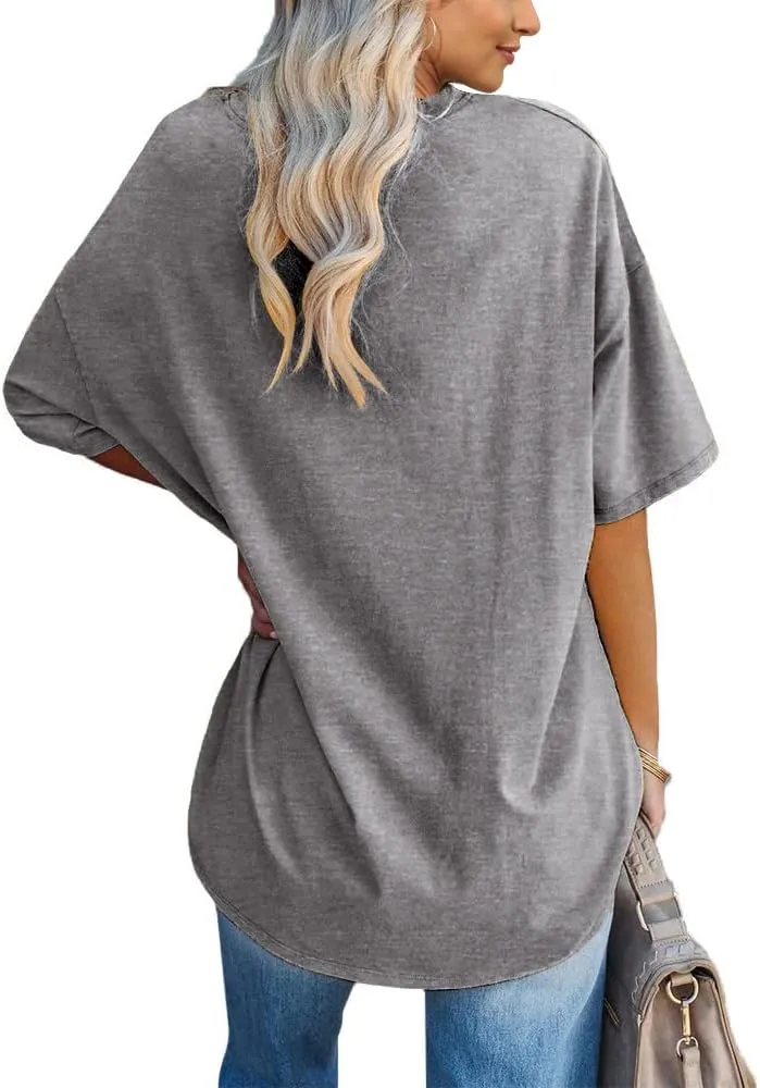 Fazortev Womens Oversized Queen Of Hearts Graphic T Shirts Casual V Neck Half Sleeve Summer Loose Tees Tunic Tops