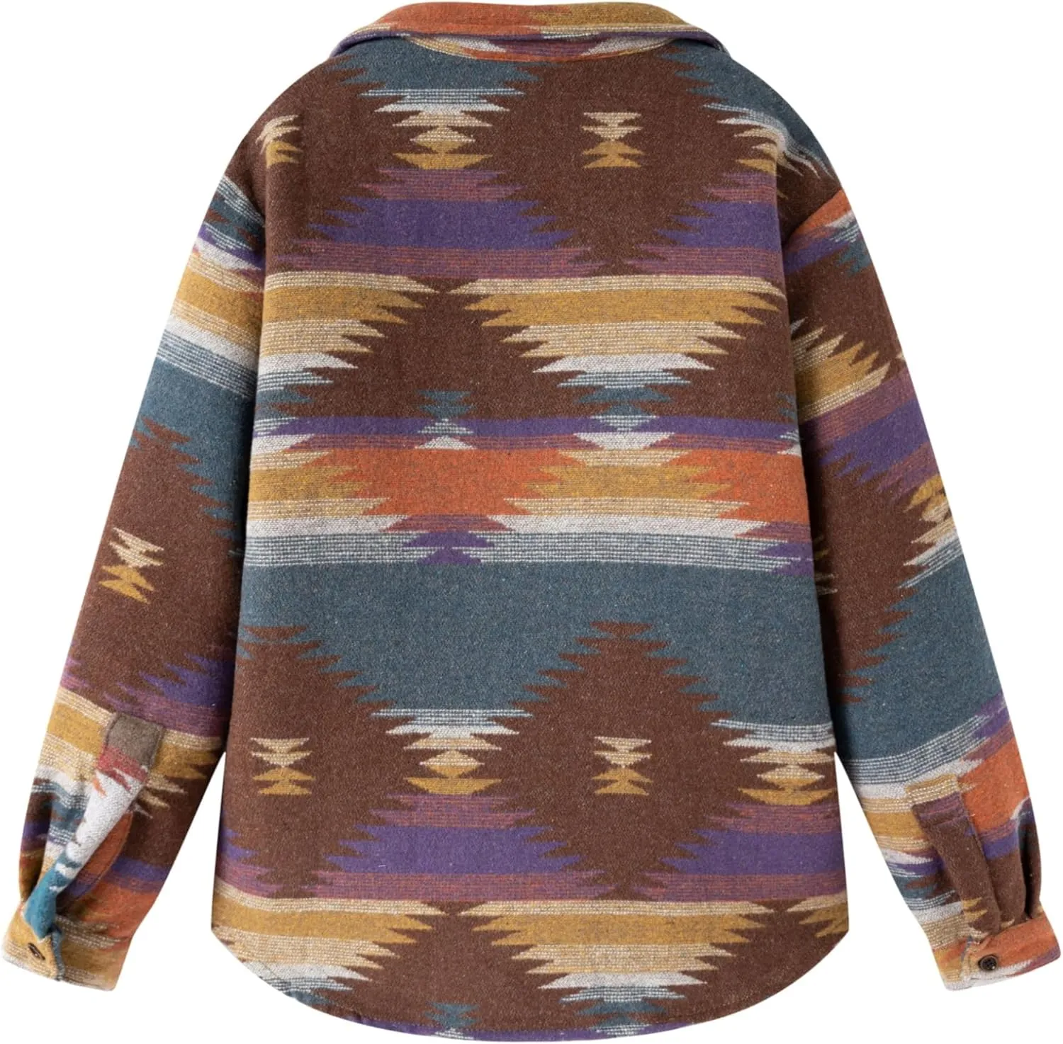 FindThy Mens Brushed Flannel Shirts Ethnic Aztec Print Button Up Lapel Tribal Shirt Jacket Shacket