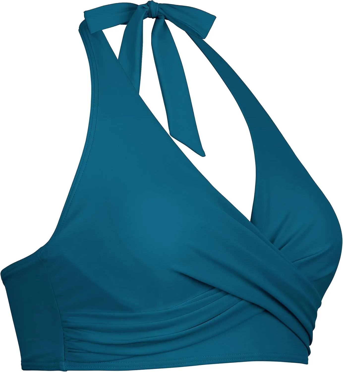Firpearl Women's Underwire Bikini Tops V Neck Halter Swim Top Push Up Criss Cross Bathing Suit Top Only