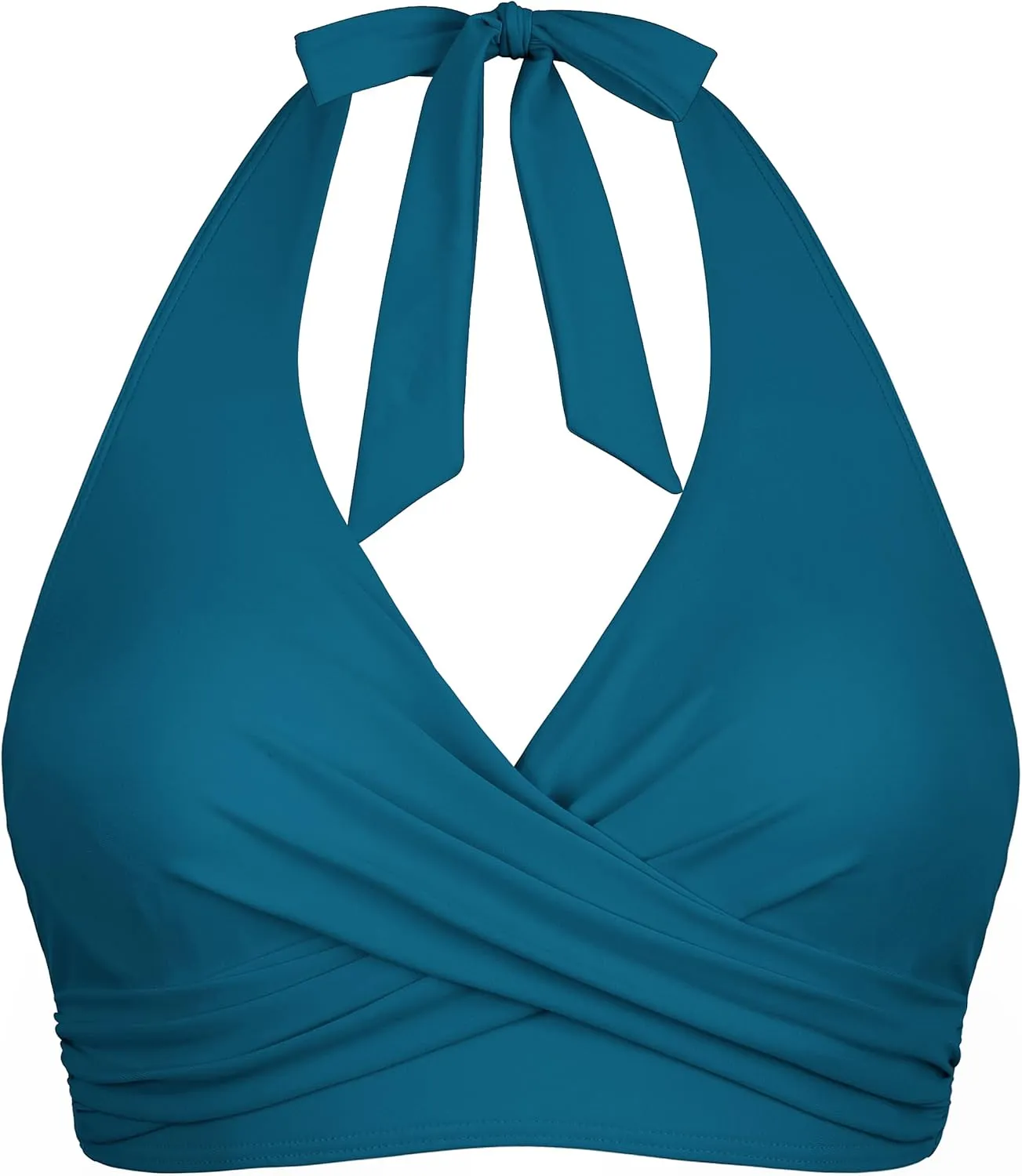 Firpearl Women's Underwire Bikini Tops V Neck Halter Swim Top Push Up Criss Cross Bathing Suit Top Only
