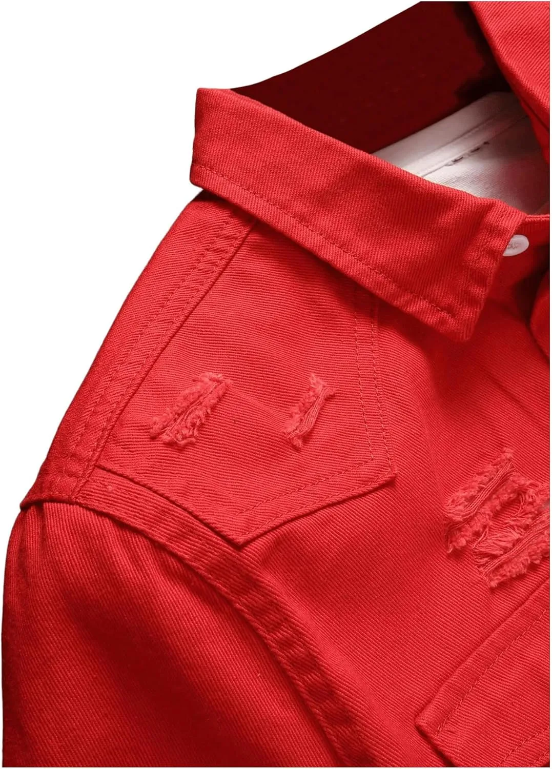 Floerns Men's Causal Ripped Button Front Dual Pocket Short Sleeve Denim Shirt Without Tee