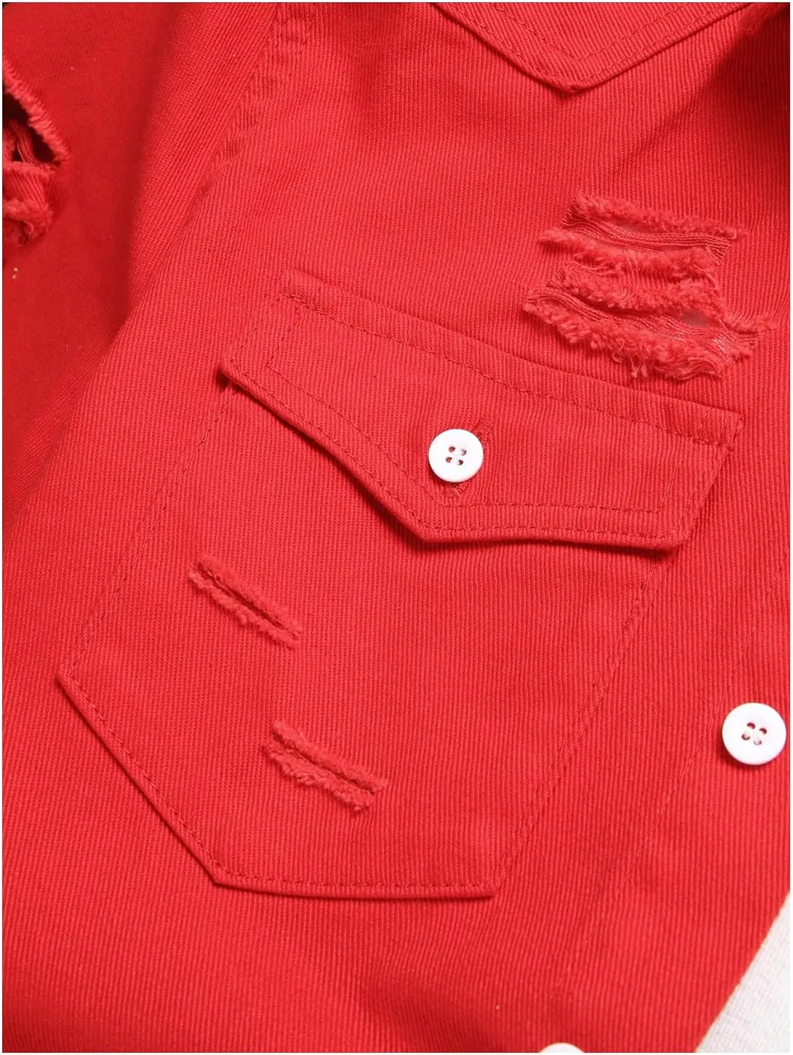 Floerns Men's Causal Ripped Button Front Dual Pocket Short Sleeve Denim Shirt Without Tee