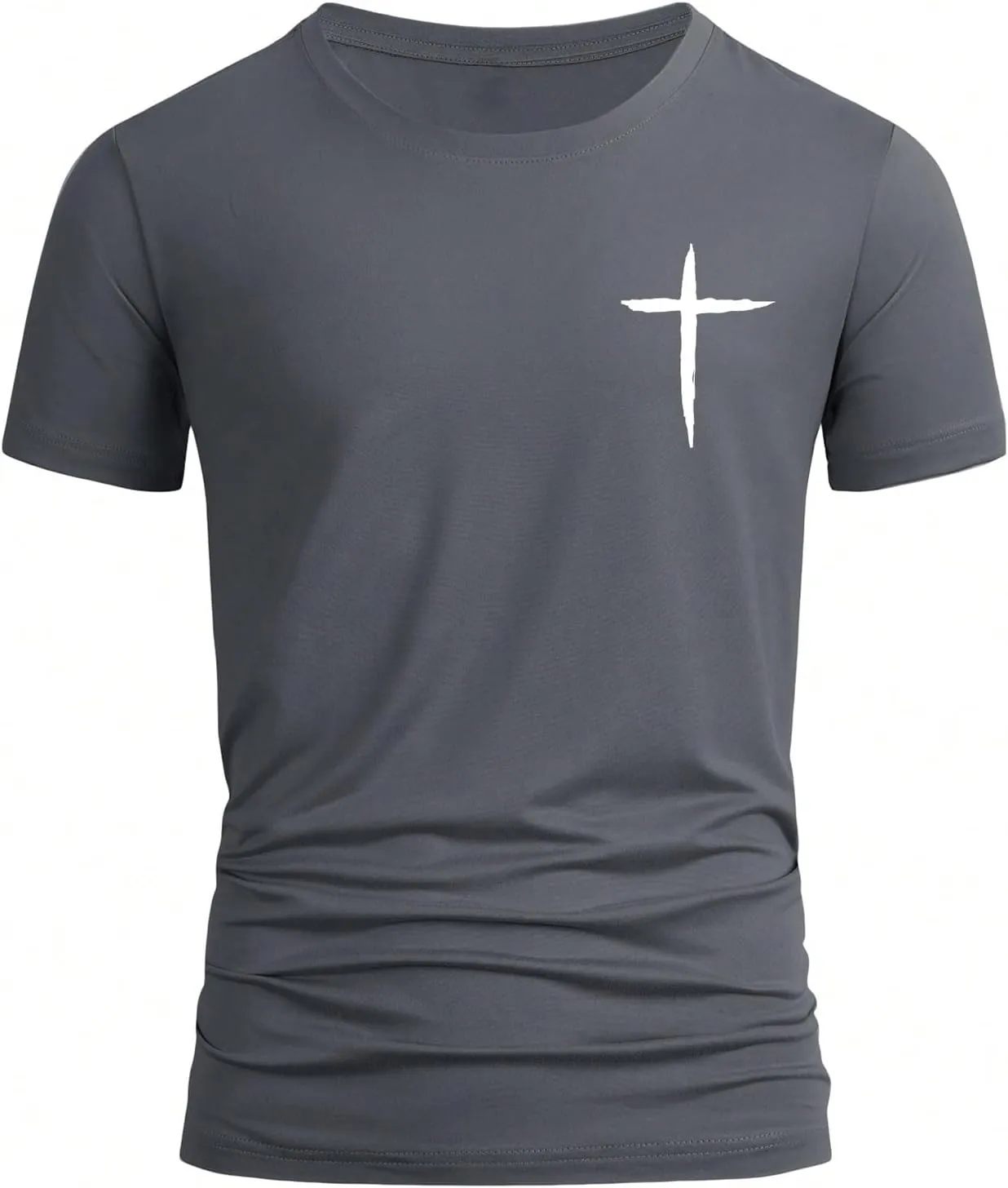 Floerns Men's Cross Print Short Sleeve T Shirt Crewneck Tee Shirts