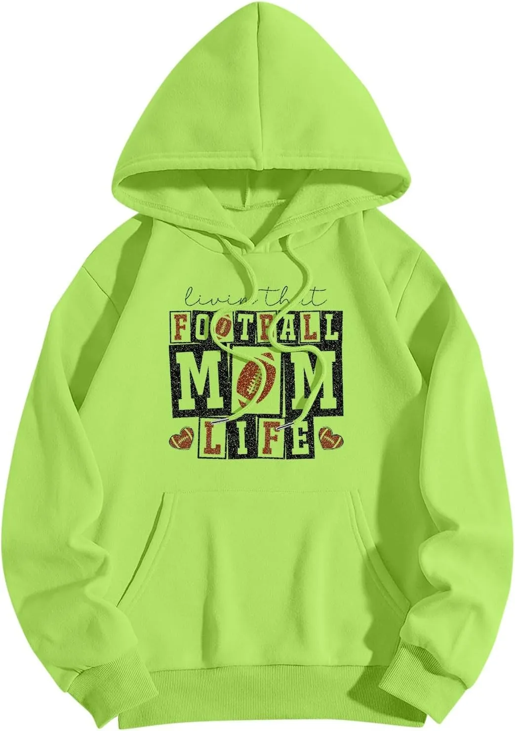 Football Mom Sweatshirt for Women Oversized Graphic Hoodies with Pockets Long Sleeve Drawstring Hooded Pullover