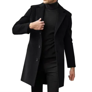 Fxbar Mens Jacket Brown Men'S Solid Color Spread Collar Trench Coat Classic Single Breasted Extra Long Jacket Streetwear Casual Coat Fashion Mens Quilted Jackets Lightweight