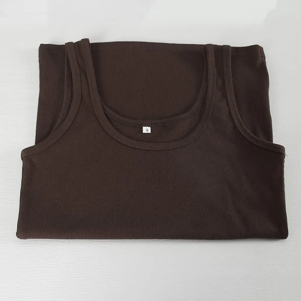 GEMBERA Women's Sleeveless Scoop Neck Ribbed Tank Tops Fitted Basic Cami Tee Shirts