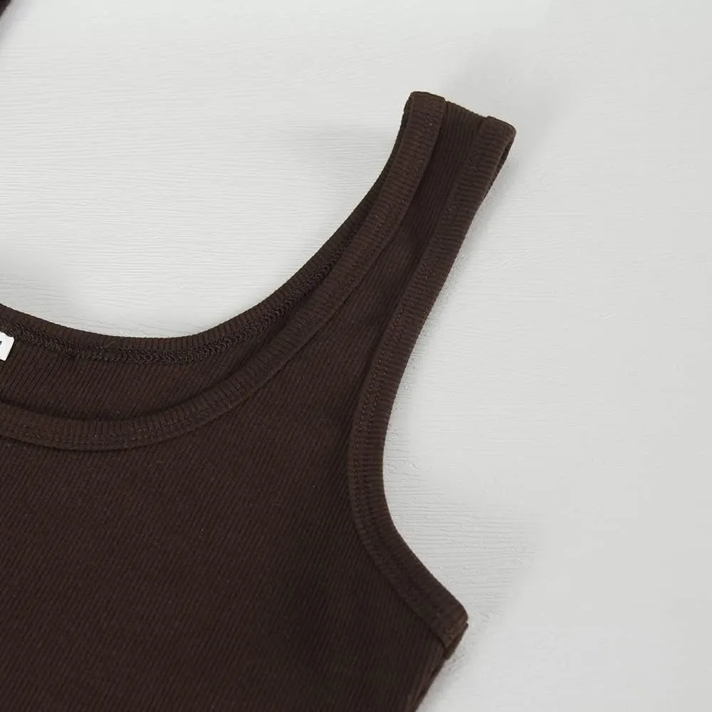 GEMBERA Women's Sleeveless Scoop Neck Ribbed Tank Tops Fitted Basic Cami Tee Shirts