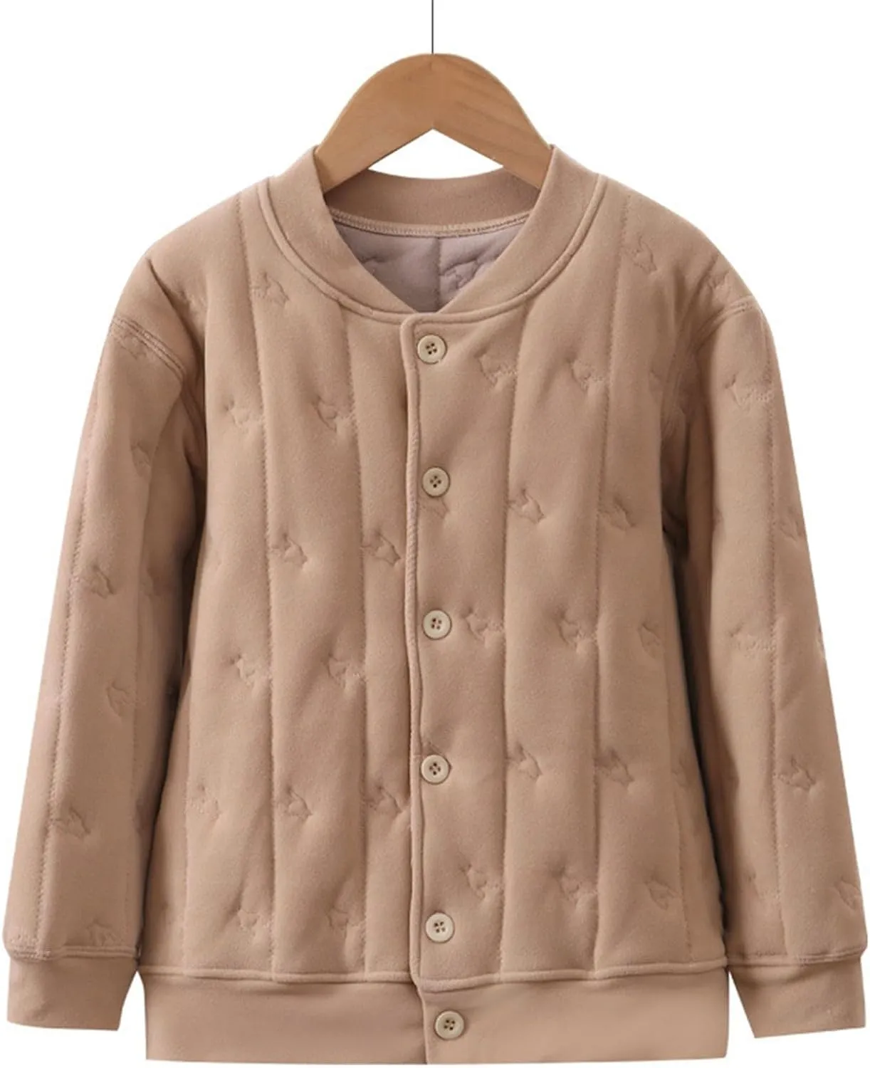 Girls Boys Winter Coat Fleece Lined Quilted Jacket Padded Coat Kids Button Down Cotton Thicken Warm Insulated Jacket