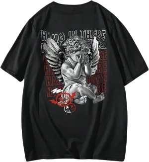 GORGLITTER Men's Y2K Graphic Tee Top Casual Oversized Short Sleeve Crewneck Drop Shoulder T Shirt